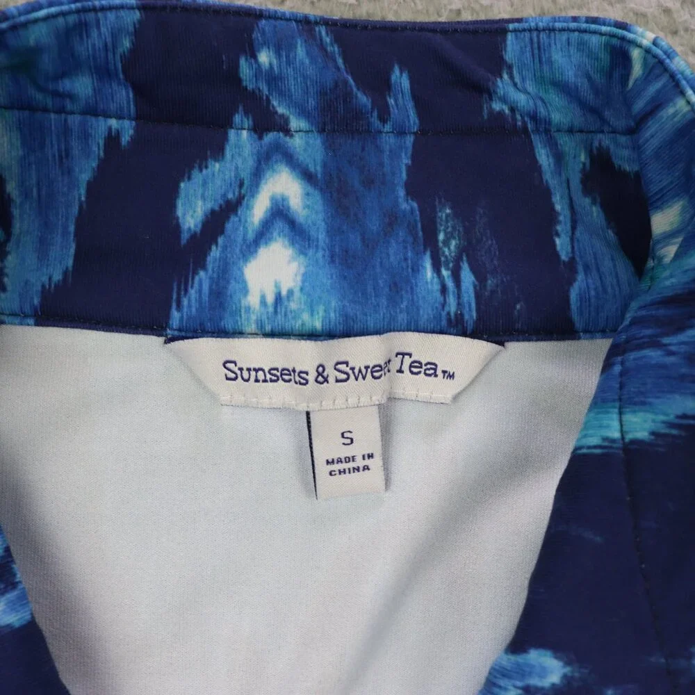 Sunsets and Sweat Tea Jacket Womens Small Blue Full Zip Lightweight Golf UPF 50 - Picture 8 of 12